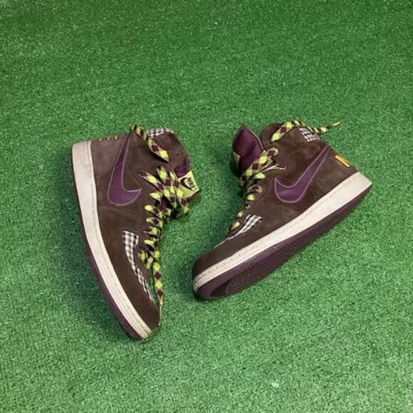 2008 Nike Terminator Plaid Hightop’s Brown & Maroon Plaid Sneakers Size 11.5 - Picture 4 of 9